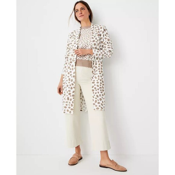 Ann Taylor Animal Print Knit Open Cardigan Sweater M - Picture 1 of 3